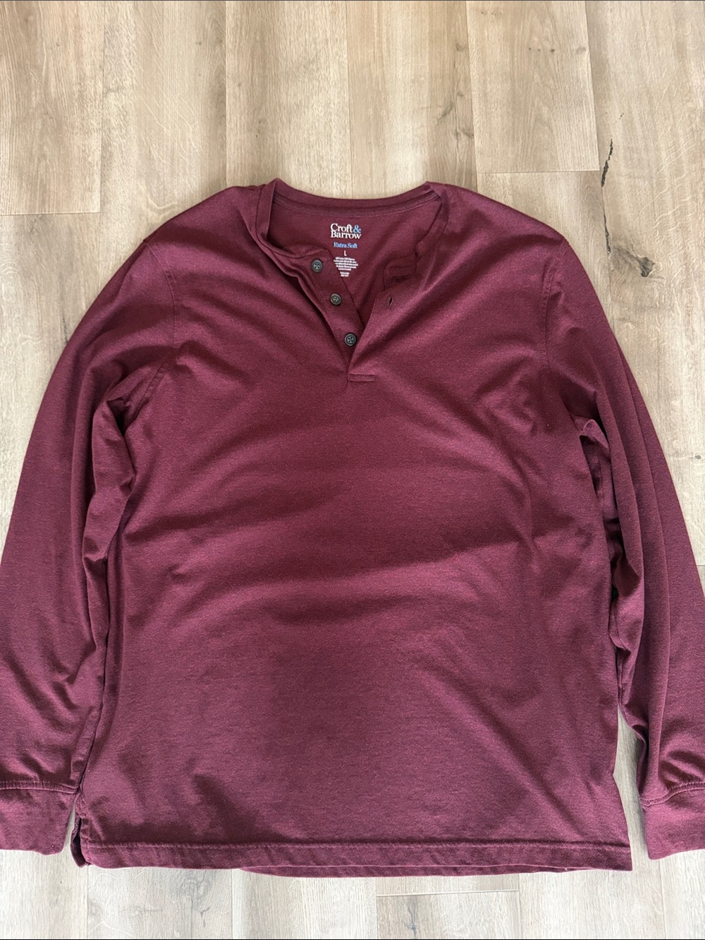 croft & barrow Men's Long Sleeve Henley - Maroon